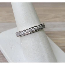 Sterling Silver 925 CZ Eternity Band Ring Size 8 Wedding Band 129*