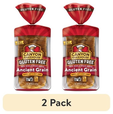 (2 pack) Ancient Grain Gluten Free Bread, 100% Whole Grain Sandwich Bread, 15 oz