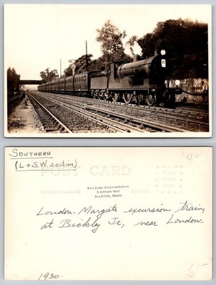 1930 RPPC London-Margate Excursion Train Bickley Jc Southern Railway