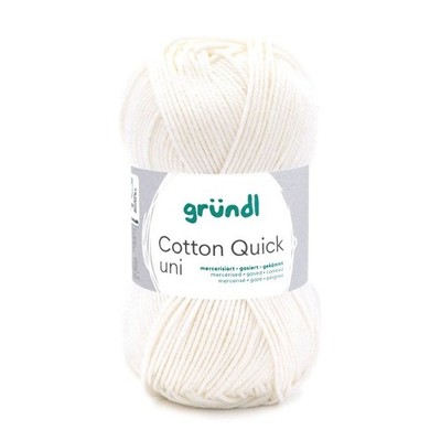 GRÜNDL WOLLE COTTON QUICK 50g WOLLWEISS LL 125 m 100% BAUMWOLLE 100G/5,58 