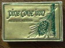 VTG Matchbox The PINE CONE INN Prescott AZ Unstruck Black and Gold Tip Matches