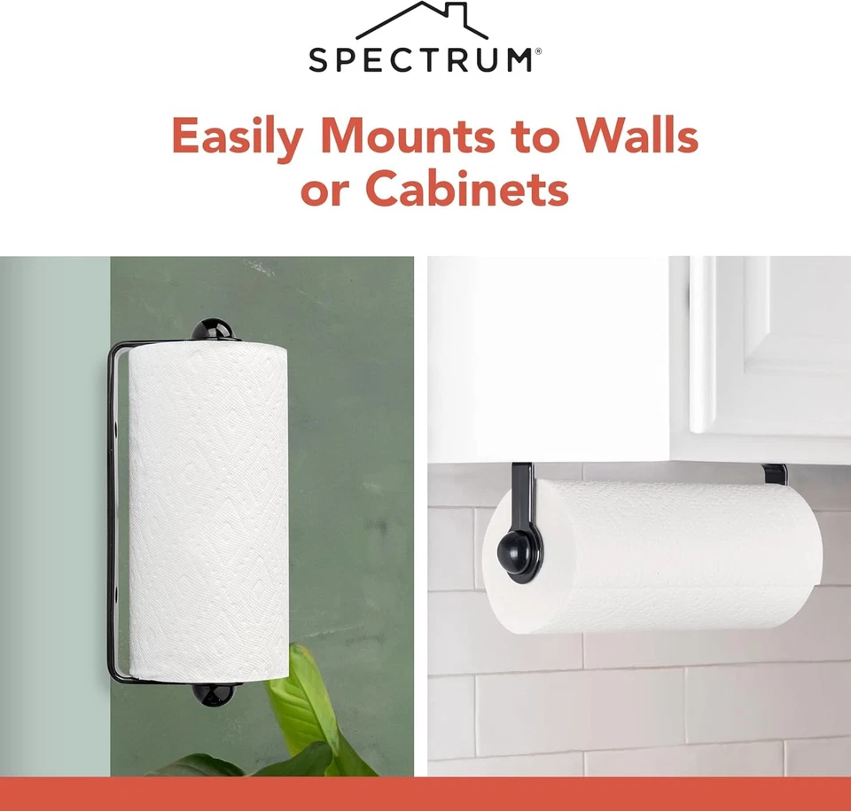 Toallero de papel Spectrum para debajo del gabinete - Soporte de pared colgante negro  Foto 4 de 4