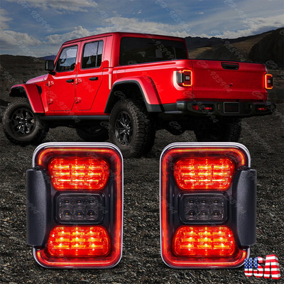 Rear Smoke Taillights LED Brake Turn Light For Jeep Gladiator JT 2020 2021