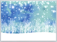 Blank Greeting Card Snowy Forest White Trees Silhouetted Blue Sky Winter