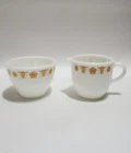Vintage Pyrex Butterfly Gold Milk Glass Creamer & Sugar Bowl (No Lid), 2PC Set
