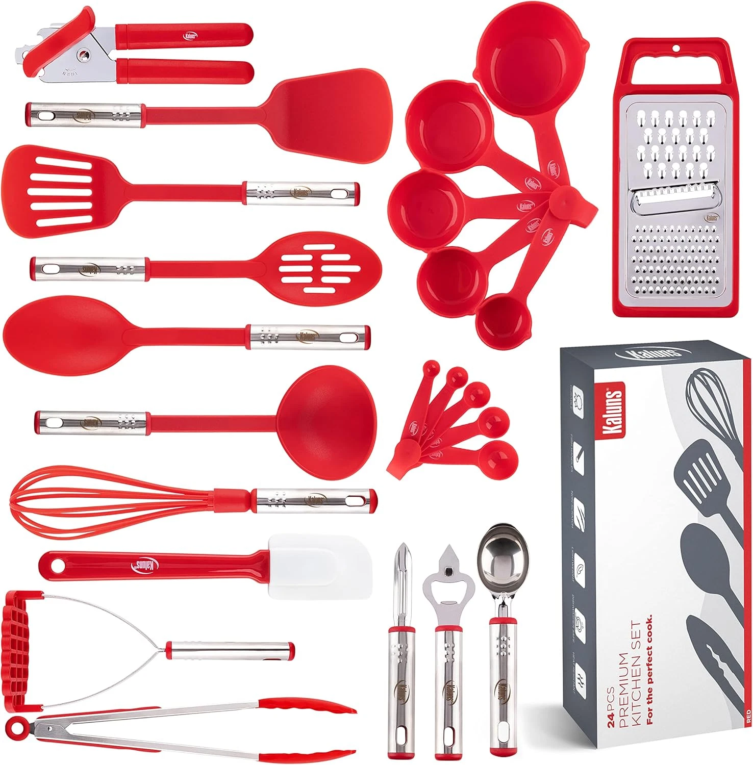 24PC Kitchen Utensil Set Nylon Stainless Steel Cooking Gadgets Tools