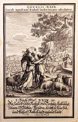 Kupferstich von 1695. Jakob und Rahel. Christoph Weigel: