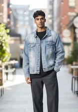 Southpole Y2K Vintage Light Wash Denim MotoJacket Hip Hop Streetwear Trucker XXL