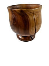 ESTATE Hand Made / Hand Turned Wooden Vase UNIQUE SPLIT WOOD 4" x 4" 3