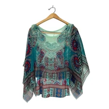 One World Womens Boho Fairycore Overlay Y2K Hippie Top Medium M