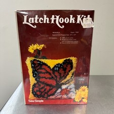 Vintage SEW SIMPLE Latch Hook Kit MONARCH Butterfly 7521 New / Sealed 12" x 12"