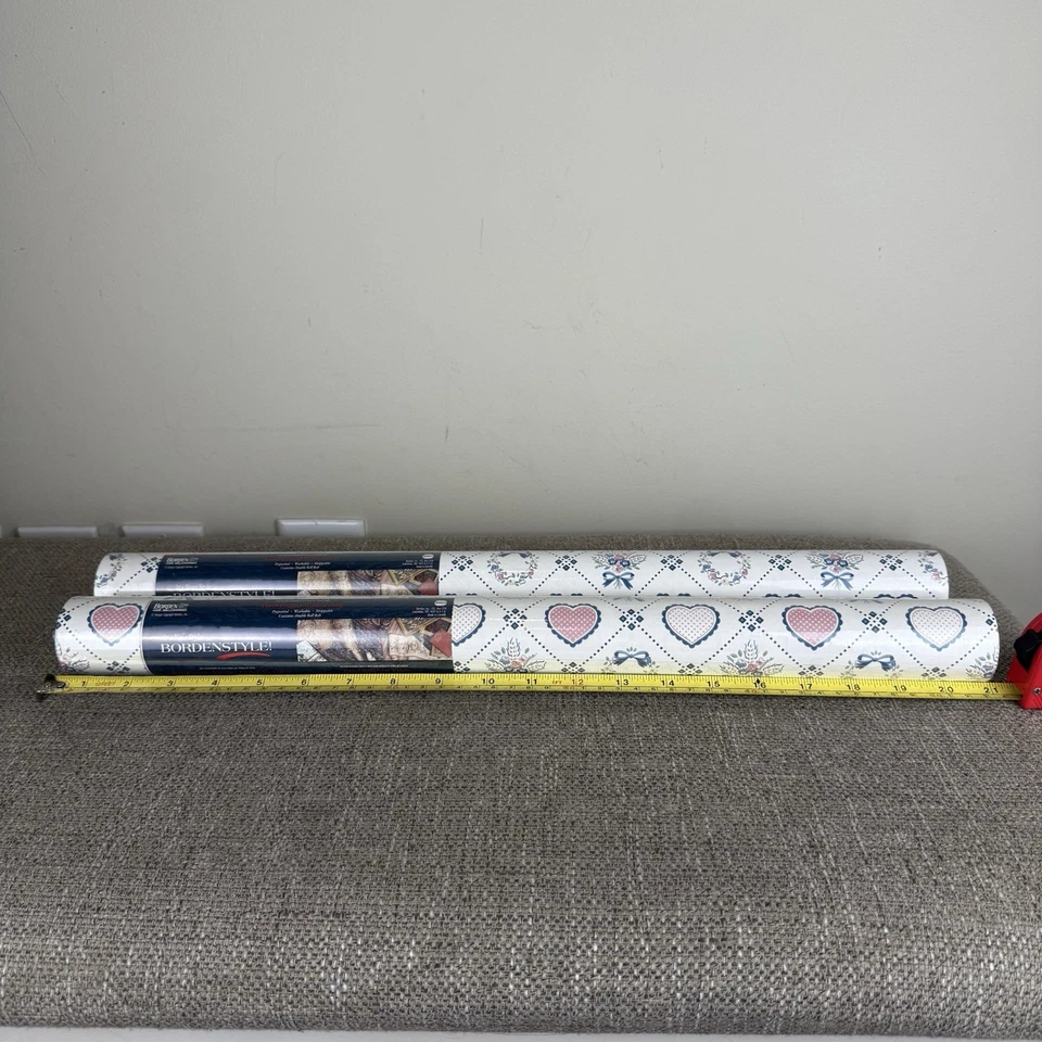 Revestimientos de pared Borden Home vintage papel de pared corazones rosas arcos azules cottagecore Foto 2 de 4