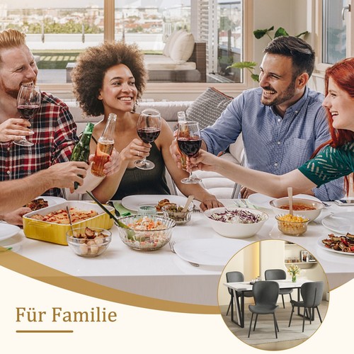 Esstisch 160x80cm Rechteckiger Marmormuster Küchentisch für 4-6 Personen schwarz - Bild 4 von 13