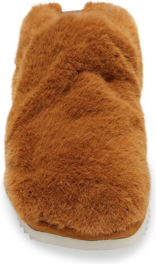 SAOLA NIB $325 Rag & Bone Eira Plush Faux Fur Slipper Rubber Sole Camel Sz 7.5