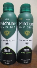2x Mitchum men Invisible Pure Energy Antiperspirant Deodorant Spray 6.7 Oz