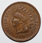 1902 Indian Head Cent BRN UNC 4 DIAMONDS (E186)