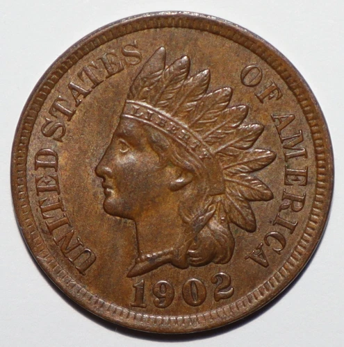1902 Indian Head Cent BRN UNC 4 DIAMONDS (E186)