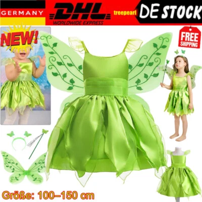 MARKENLOS Fairy Pixie Prinzessin Kleid Tinkerbell Mädchen Kostüm Fasching Party Cosplay DE