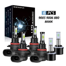 8000K Combo 9005 9006 880 LED Headlight Fog Bulbs for GMC Yukon Denali 2004-2005