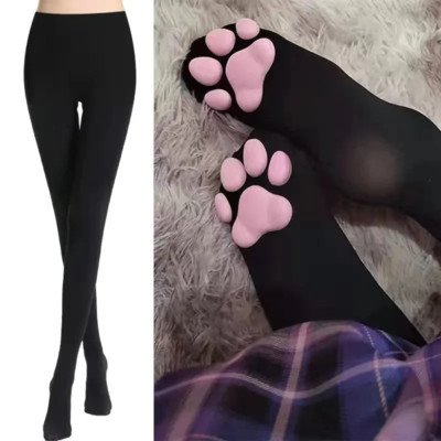 Women's Cat Paw Novelty Thigh High Socks - Over the Knee Cozy Stockings