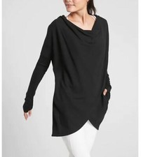 ATHLETA Plus Size Black Purana Wrap Hoodie Sweatshirt 1X