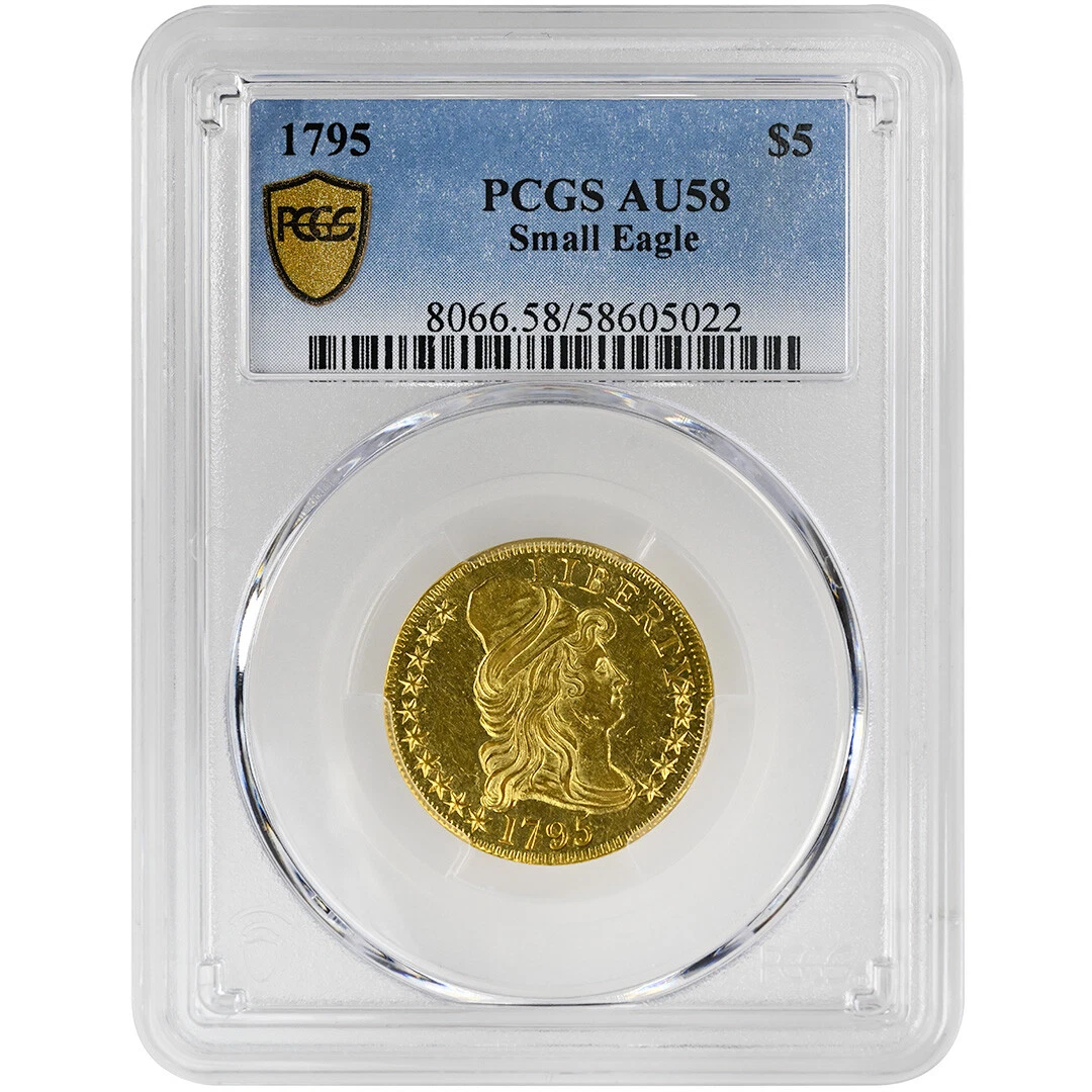1795 $5 Small Eagle Draped Bust, PCGS AU58