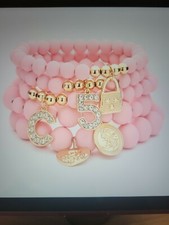 PINK & GOLD LOKET PENDANT CHARMS RHINESTONE BRACELETS