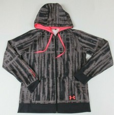 UNDER ARMOUR SEMI-FITTED GRAY BLK PINK MED WOMENS HOODIE ZIPUP - F1633