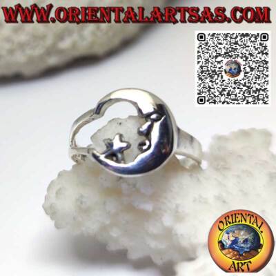 Anello In Argento 925 Regolabile Con Luna E Stella, Design Sorriso, Gioiello Minimal Per Donne E Ragazze, Idea Regalo Compleanno - 5
