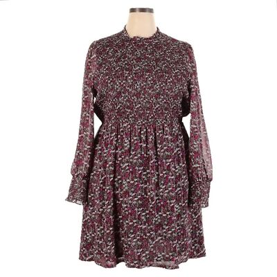 Draper James Purple Floral Print Chiffon Long Sleeve Dress Size XXL NWT