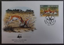 1986 Senegal World Wildlife Fund FDC ties 45Fr Stamp cd Dakar