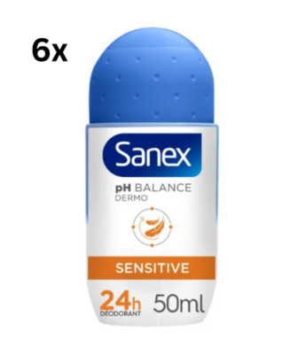Sanex Dermo Sensitive Deo - Roll-on - 24h Antiperspirant - 6x50ml