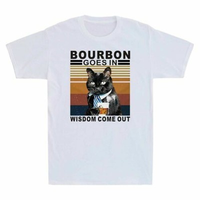 Bourbon Goes In Wisdom Come Out Cat Drink Tea Funny Cat Vintage Men's T Shirt