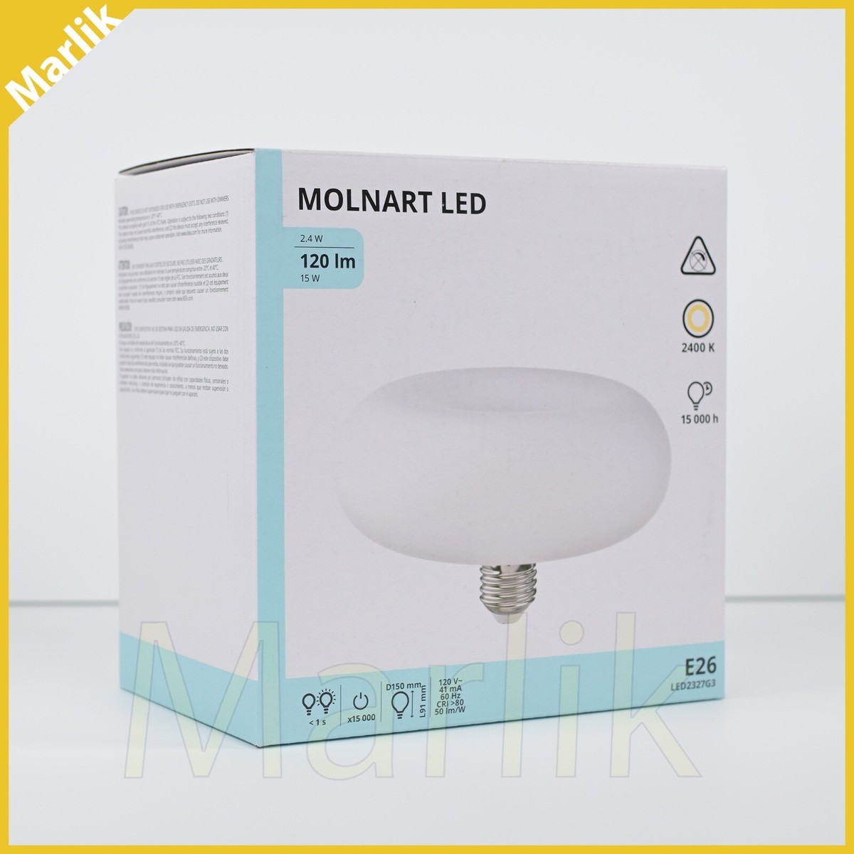 IKEA MOLNART Donut-Shaped Opal Stylish LED bulb, E26 120 lumen