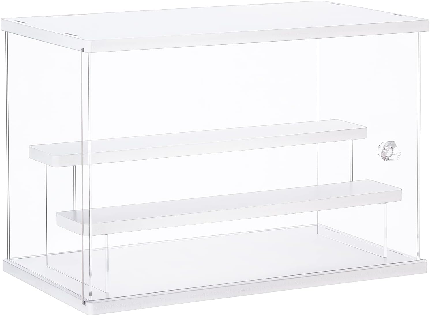 Acrylic Display Case with 2-Tier Ladder Shelves for Dustproof Protection