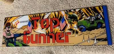 23 5/8-7 1/4  ORIGINAL Top Gunner PLEXI  sign marquee ARCADE GAME PART F24-2