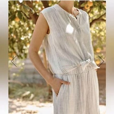 NWT Splendid $128 Linen Striped Lola Sleeveless Button Down Blouse Top M
