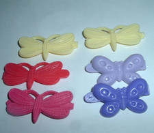 6 Vintage Little Girl Hair Clips Plastic Butterfly Clip Barrettes