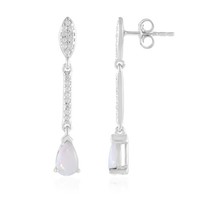 Cavill Damen Ohrringe 925 Silber Platiniert Opal Tropfen 1,18Ct Zirkon