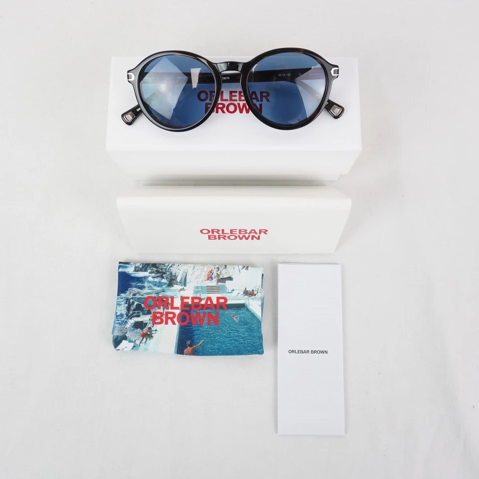 Orlebar Brown The Billie Bio-Circular Sunglasses In Tortoise Shell & Blue Lenses