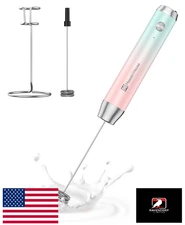 Maestri House LunaFro Rechargeable Handheld Milk Frother Stand Stainless Steel W