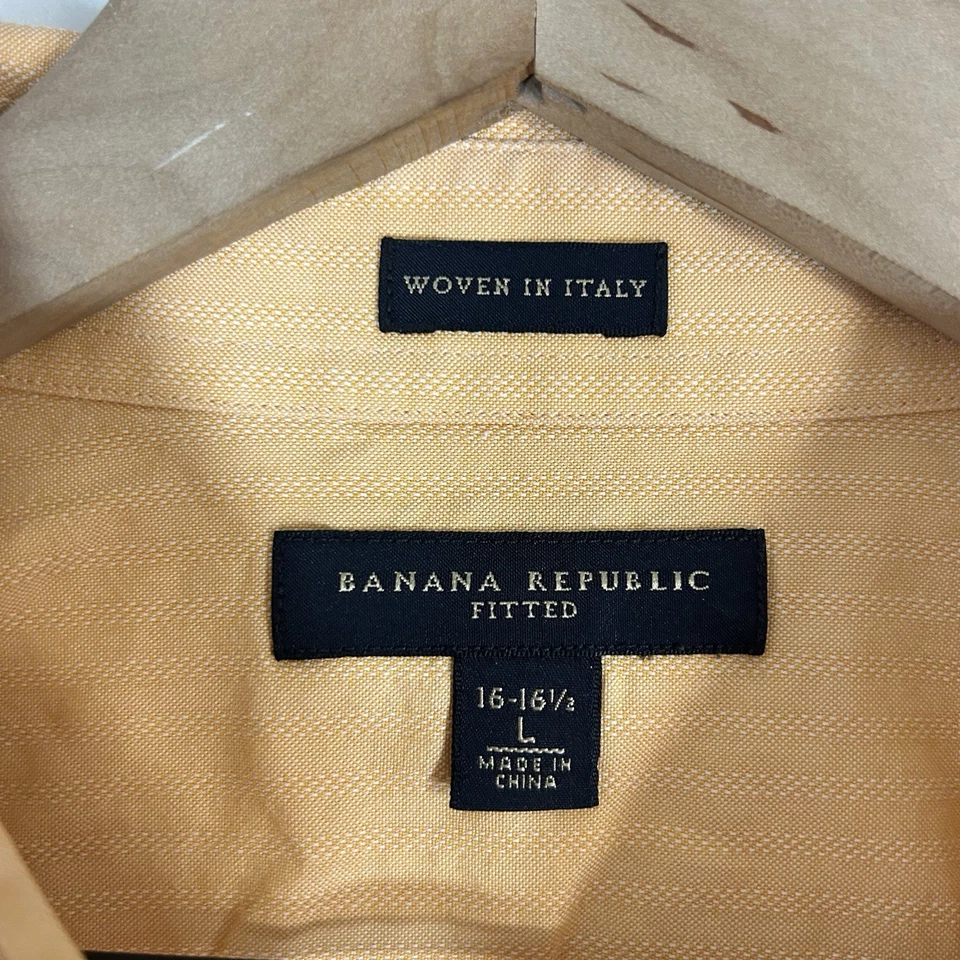Camisa Banana Republic Hombre L 16-16.5 Naranja Ajustada Abotonada Manga Larga Italia Foto 4 de 4