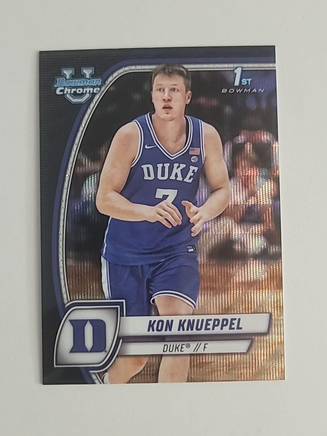 Kon Knueppel 2024-25 Bowman U Chrome Black Wave Refractor 1st RC Duke Hornets