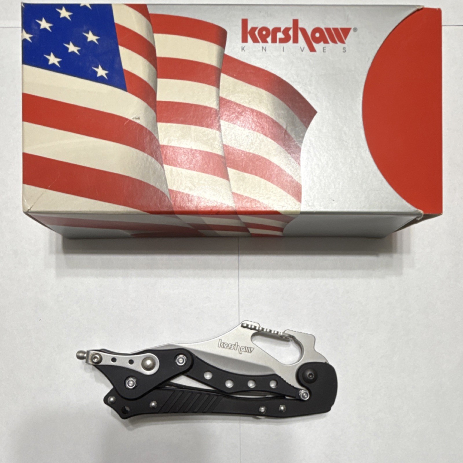 Aluminum Handle Drop Point Silver Black Usa