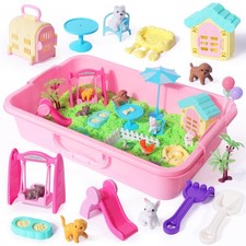 Pet Sensory Bin Sand with 2.2lbs Green Moldable Sand, Dog Cat Play Sand Kit...