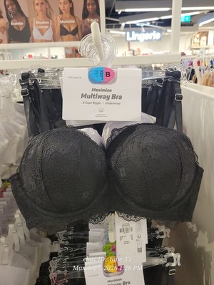 Primark 2 Größen größer Boost Maximising Multiway Trägerloser BH Push Up Pad Schwarz