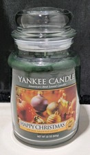 NEW Yankee Candle 22oz Jar  Happy Christmas  Retired Strong Scent