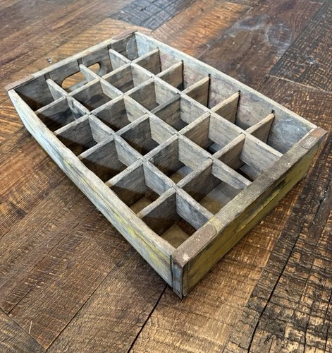 Vintage COCA-COLA 24 Bottle Yellow Red Soda Pop Wooden Wood Crate Carrier Coke