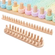 Fiwochic 32 Inch Chunky Yarn Blanket Loom Kit Adjustable Beech Wooden Frame N...