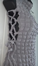 Bohoo Grey size 8 bubble textured high neck lace up Dress BNWT